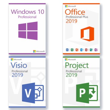 Microsoft Visio 2019 Professional – Project 2019 Professional – Office 2019 Professional Plus – Windows 10 Professional Plus Lizenz für 3PC