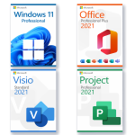 Microsoft Visio 2021 Standard, Project 2021 Professional, Office 2021 Professional Plus, Windows 11 Pro Plus Lizenz für 3PC