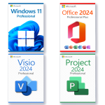 Microsoft Visio 2024 Professional + Project 2024 Professional + Office 2024 Professional Plus + Windows 11 Pro Plus Lizenz für 3PC